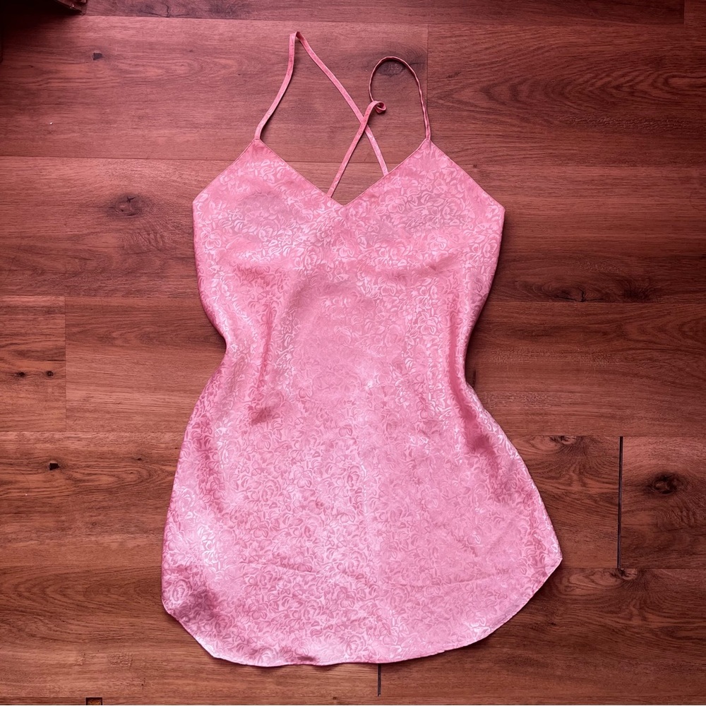 vintage light pink satin slip-on nightgown
